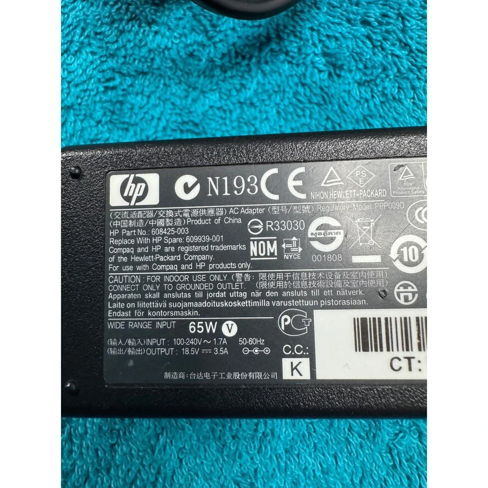 HP 65W AC Adapter Laptop Charger 18.5V 3.5A PPP009D 608425-003 Genuine OEM